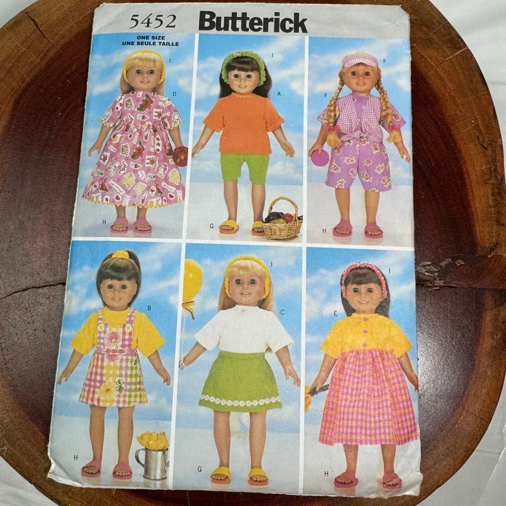 Butterick 5452 18 Inch Doll Clothes Sewing Pattern Contemporary Wardrobe CUT
